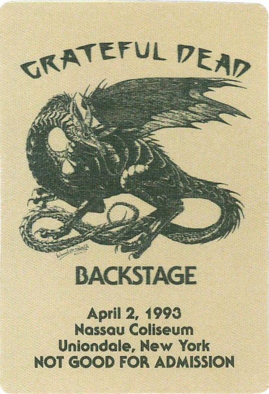 Grateful Dead 4/2/1993 Uniondale NY Backstage Pass