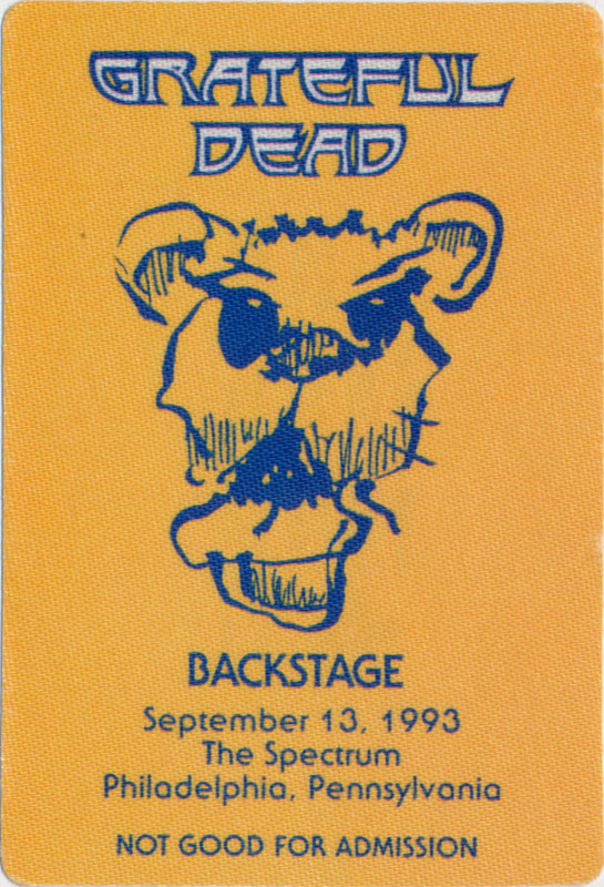 Grateful Dead 9/13/1993 Philadelphia Backstage Pass