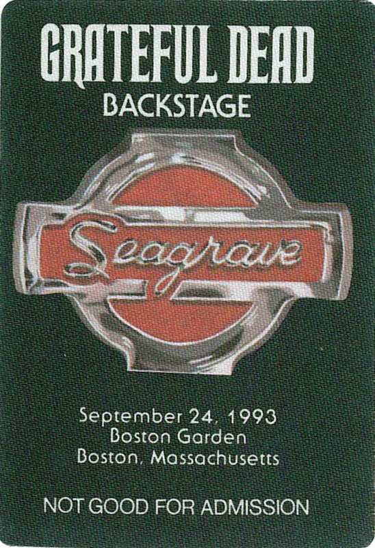Grateful Dead 9/24/1993 Boston Backstage Pass