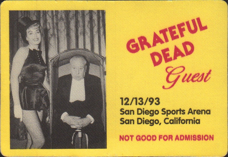 Grateful Dead 12/13/1993 San Diego Backstage Pass