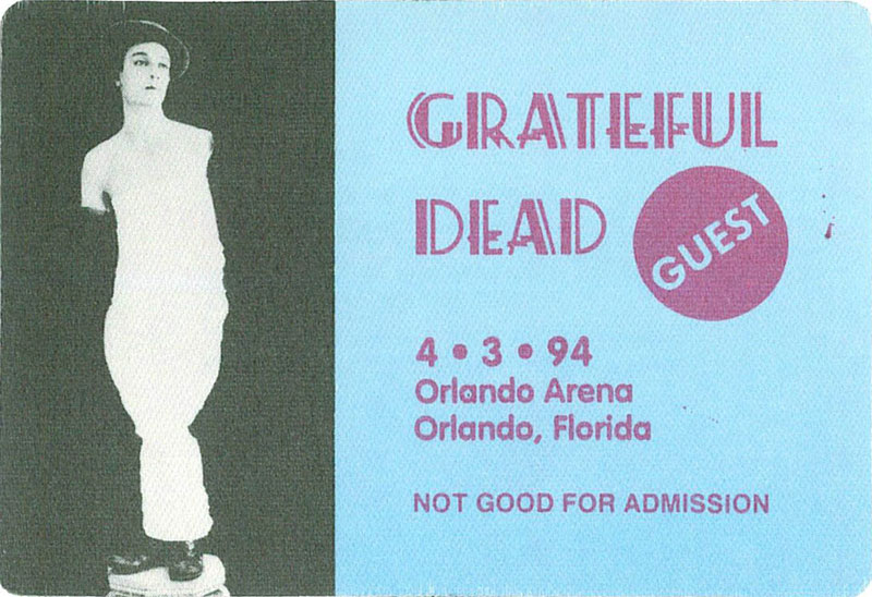 Grateful Dead 4/3/1994 Orlando Backstage Pass