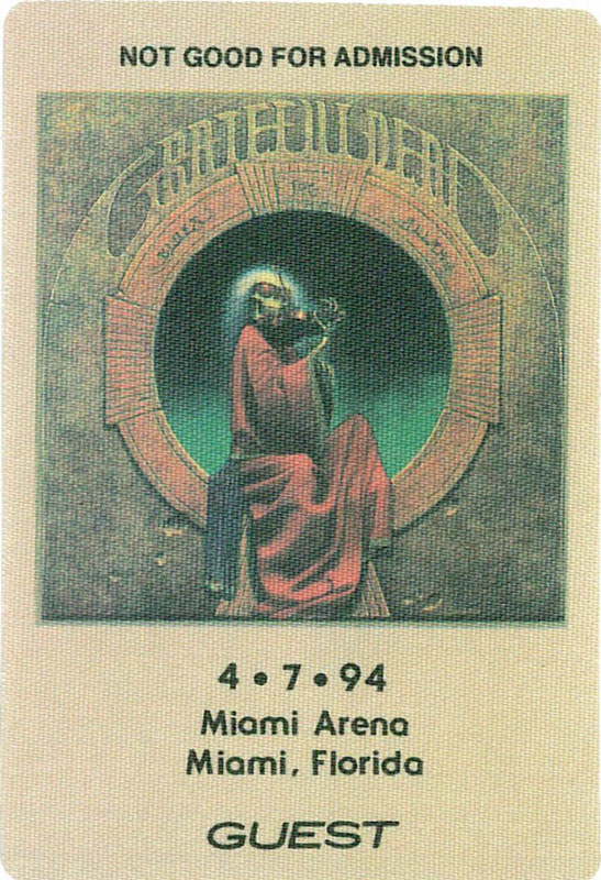 Grateful Dead 4/7/1994 Miami Backstage Pass