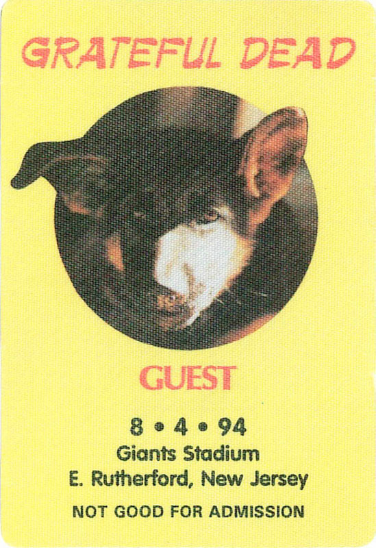 Grateful Dead 8/4/1994 NY Giants Stadium Backstage Pass