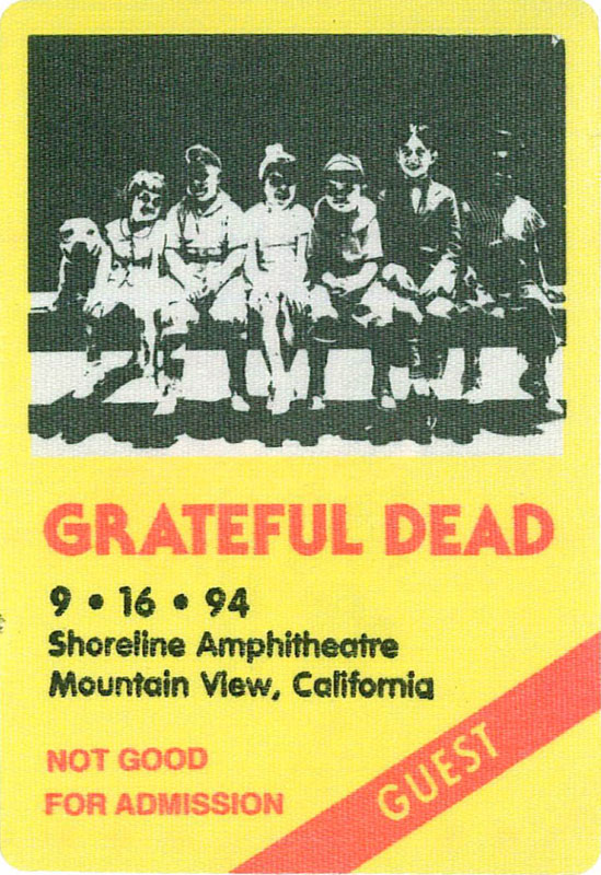 Grateful Dead 9/16/1994 Mountain View CA Backstage Pass