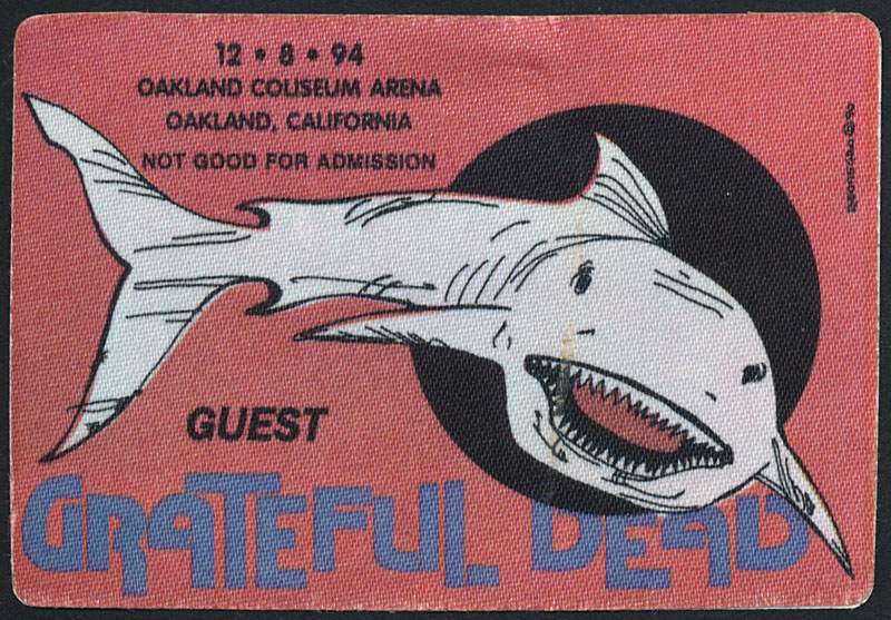 Reonegro Grateful Dead 12/8/1994 Oakland Backstage Pass