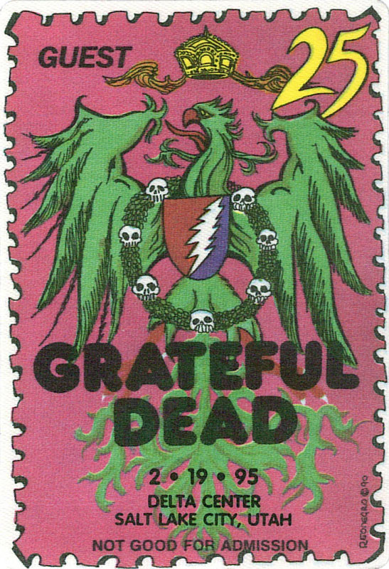 Reonegro Grateful Dead 2/19/1995 Salt Lake City Backstage Pass