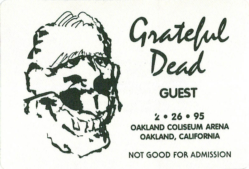 Jerry Garcia Grateful Dead 2/26/1995 Oakland Backstage Pass