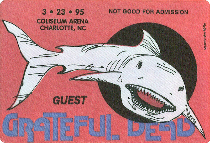 Reonegro Grateful Dead 3/23/1995 Charlotte NC Backstage Pass