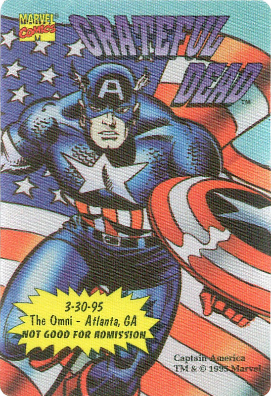 Grateful Dead 3/30/1995 Captain America Marvel Backstage Pass