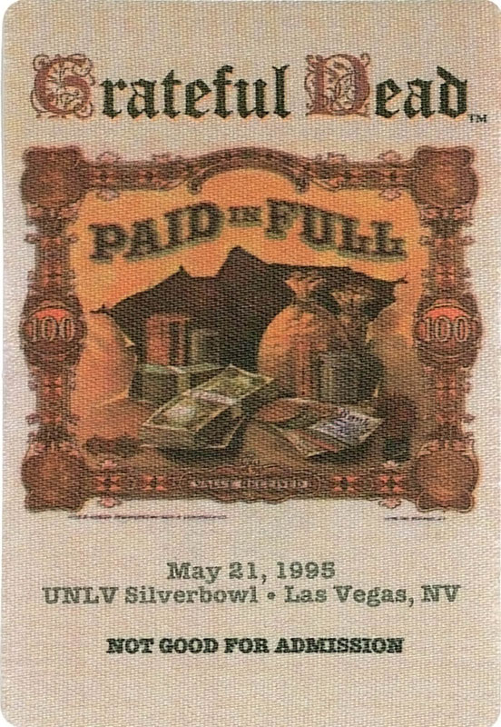 Grateful Dead 5/21/1995 Las Vegas Backstage Pass