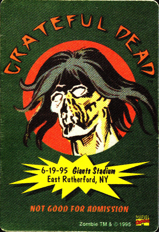 Grateful Dead 6/19/1995 Zombie Marvel Backstage Pass