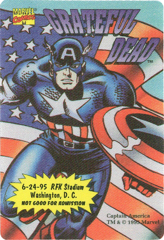 Grateful Dead 6/24/1995 Captain America Marvel Backstage Pass