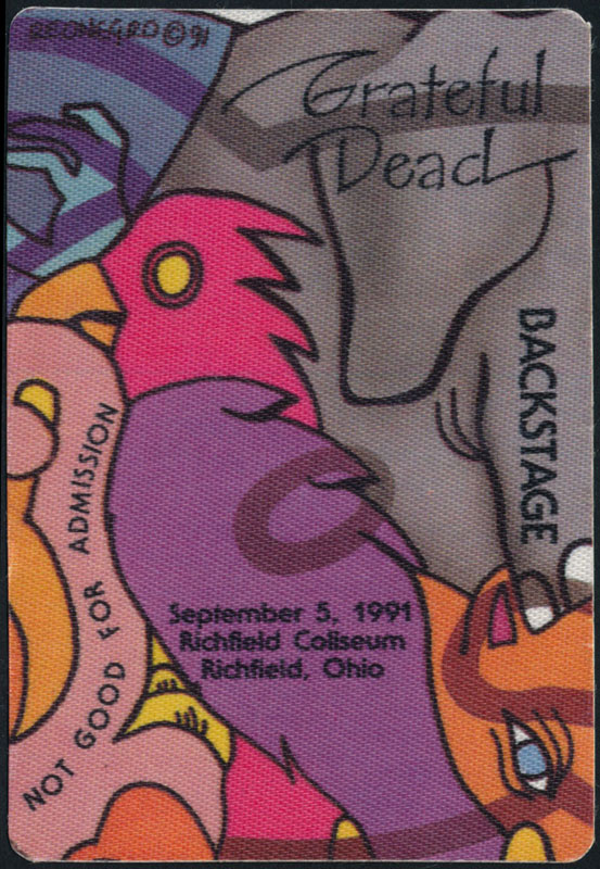 Grateful Dead 9/5/1991 Richfield OH Backstage Pass