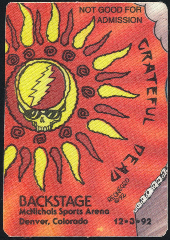 Grateful Dead 12/3/1992 Denver Backstage Pass