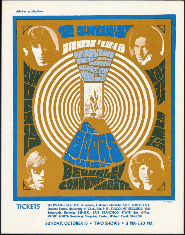 Steve Solinsky Rare October 1967 Doors Berkeley Handbill