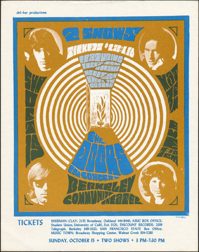 Rare October 1967 Doors Berkeley Handbill
