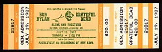 Bob Dylan and Grateful Dead Ticket