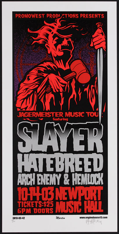 Mike Martin - Enginehouse 13 Jagermeister Music Tour - Slayer / Hatebreed / Arch Enemy Poster