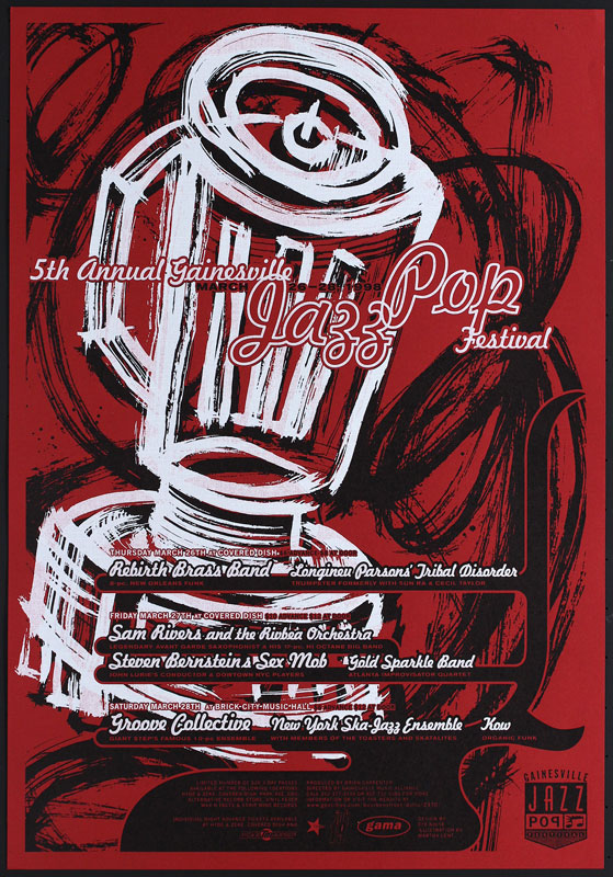 Thomas Scott (Eyenoise) 5th Annual Gainesville Jazz Pop Festival - Rebirth Brass Band Poster