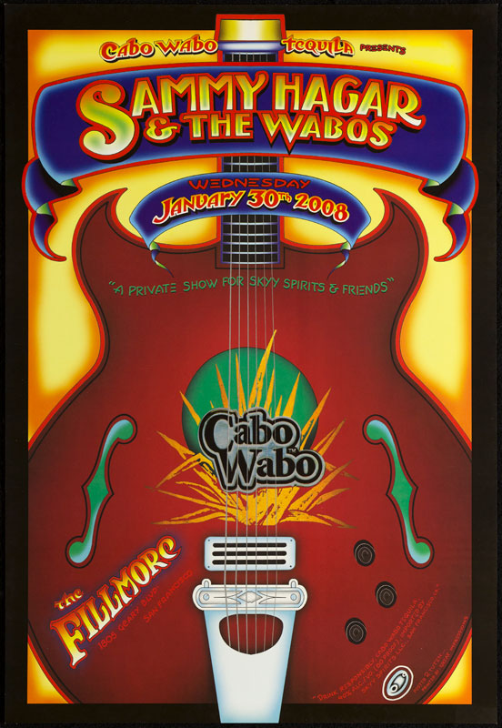 Sammy Hagar 2008 Fillmore CaboWabo Poster