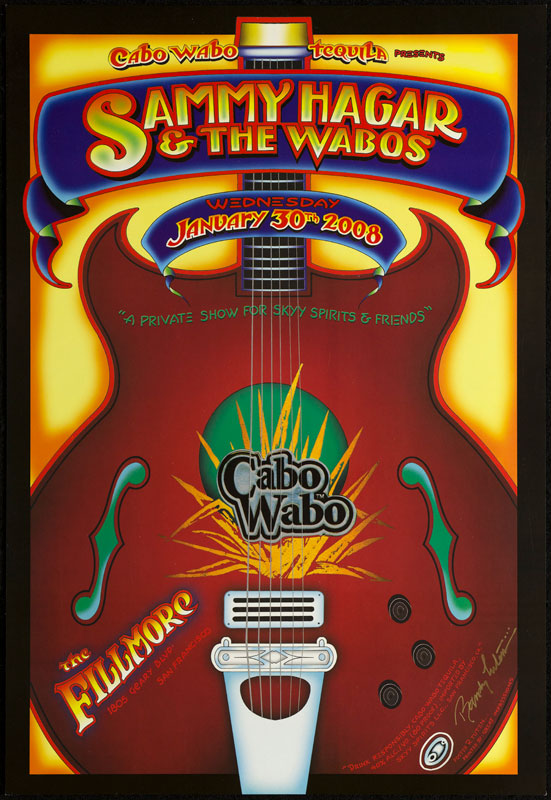 Sammy Hagar 2008 Fillmore CaboWabo Poster