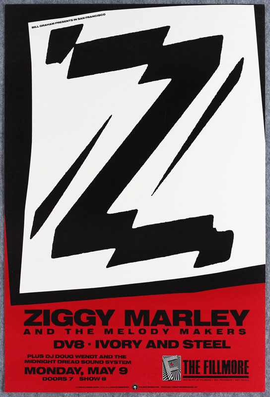 Ziggy Marley & The Melody Makers 1988 Fillmore F14 Poster