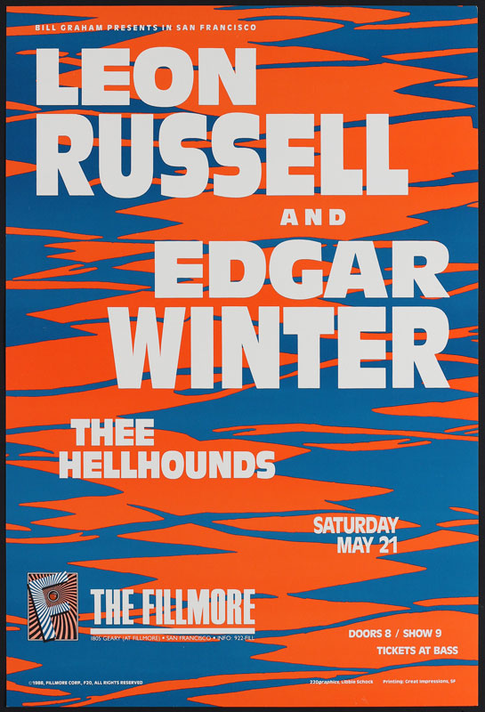 Leon Russel & Edgar Winter 1988 Fillmore F20 Poster