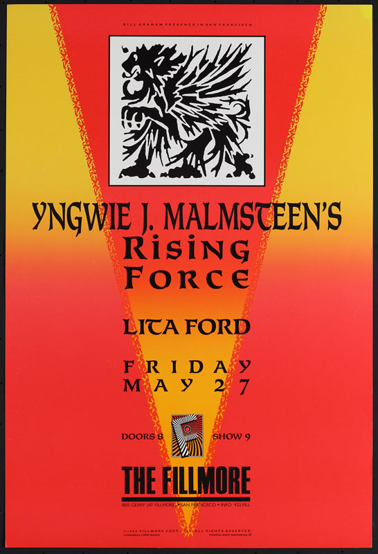 Yngwie Malmsteen's Rising Force 1988 Fillmore F22 Poster