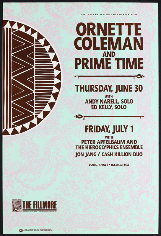 Ornette Coleman & Prime Time 1988 Fillmore F30 Poster