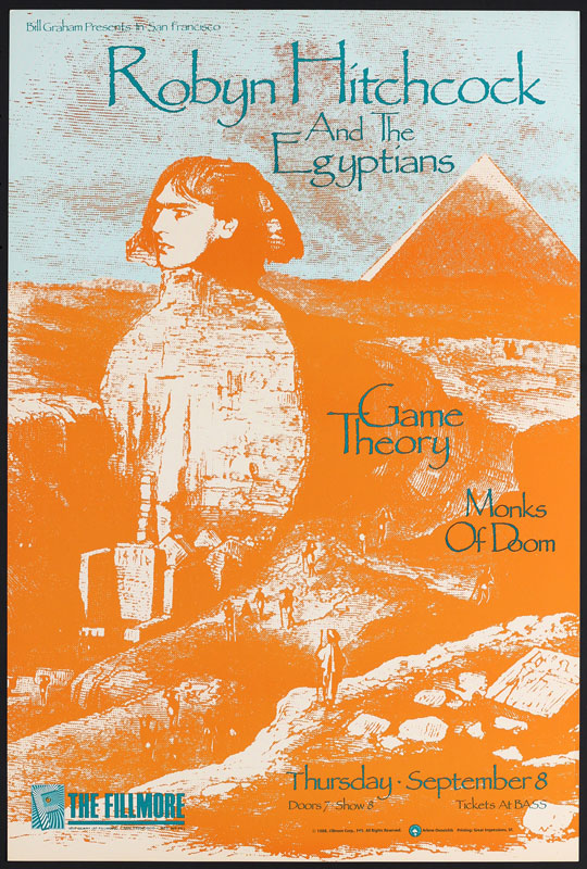 Robyn Hitchcock & The Egyptians 1988 Fillmore F45 Poster