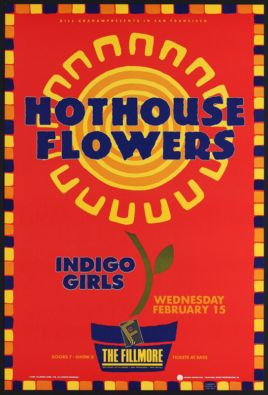 Hothouse Flowers 1989 Fillmore F75 Poster
