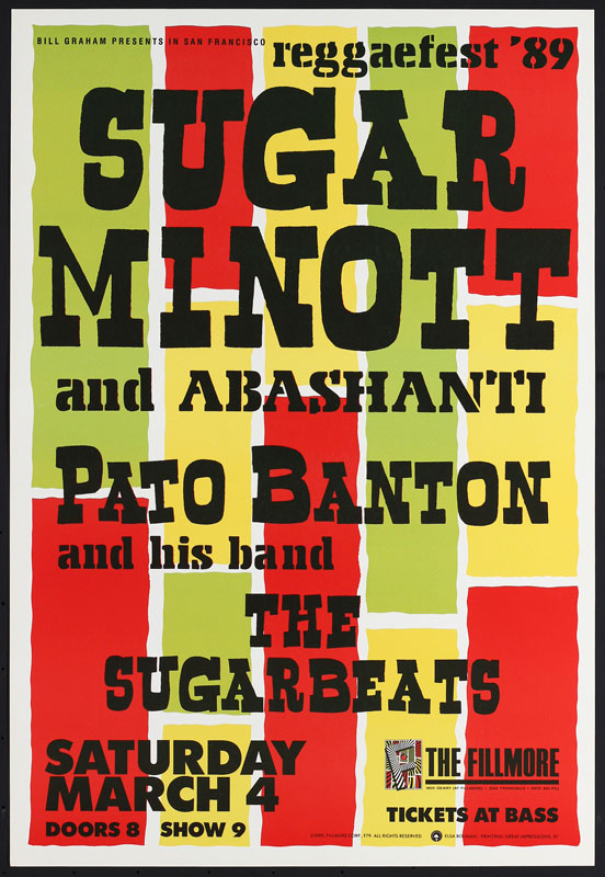 Reggaefest '89 - Sugar Minott & Abashanti 1989 Fillmore F79 Poster
