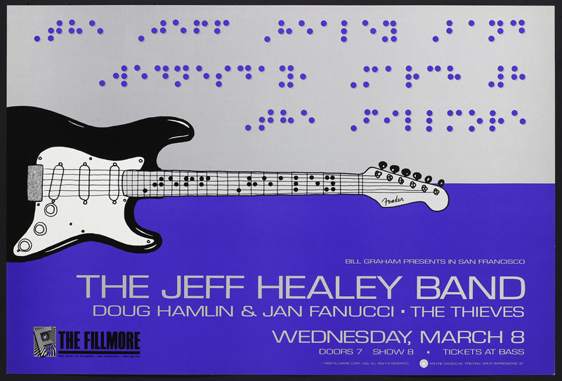 The Jeff Healey Band 1989 Fillmore F80 Poster