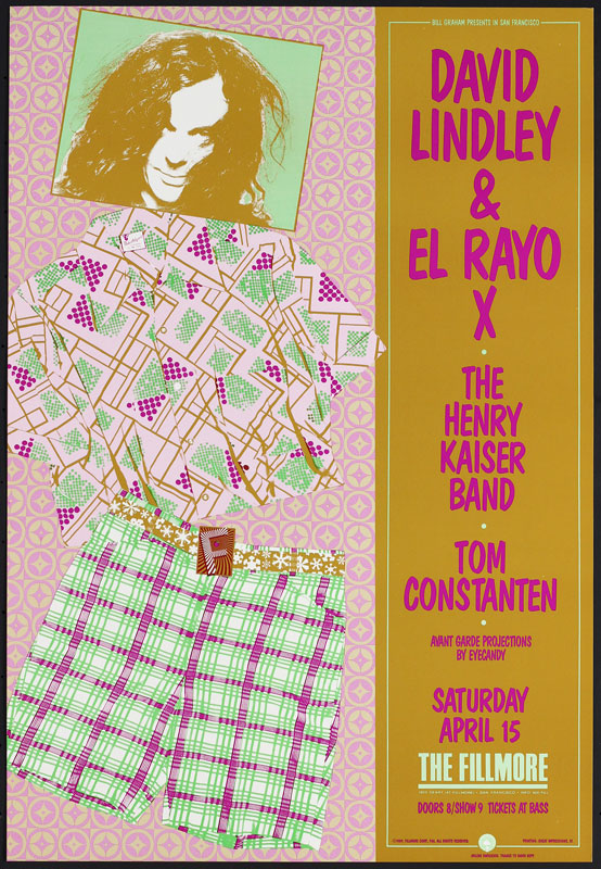 David Lindley & El Rayo X 1989 Fillmore F88 Poster