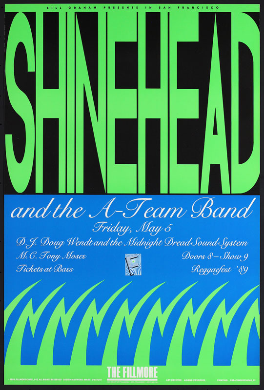 Reggaefest '89 - Shinehead and the A-Team Band 1989 Fillmore F93 Poster