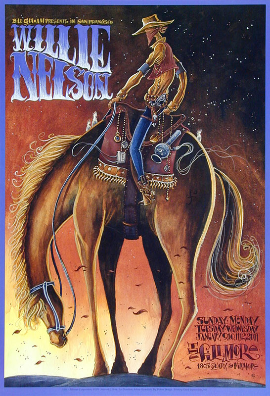 Willie Nelson 2011 Fillmore F1079 Poster