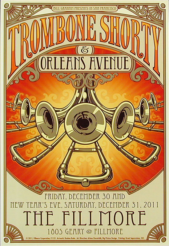 Trombone Shorty 2011 Fillmore F1131 Poster