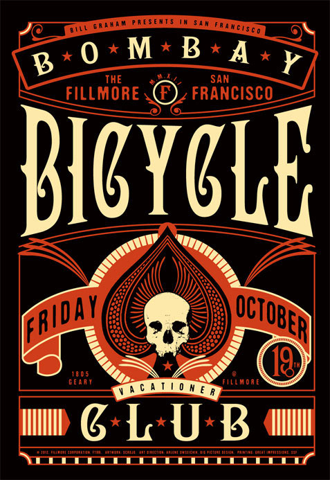 Bombay Bicycle Club 2012 Fillmore F1186 Poster