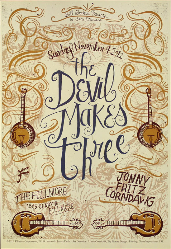 Devil Makes Three 2012 Fillmore F1189 Poster