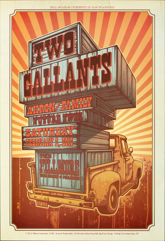 Two Gallants 2013 Fillmore F1200 Poster