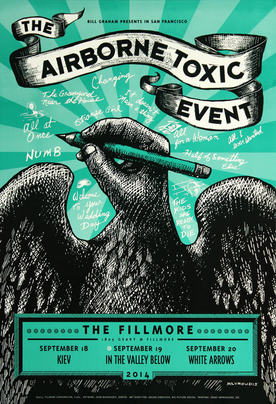 The Airborne Toxic Event - Teal Variant 2014 Fillmore F1282teal Poster