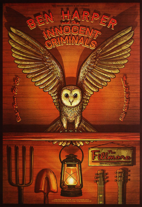 Ben Harper and the Innocent Criminals 2015 Fillmore F1330 Poster