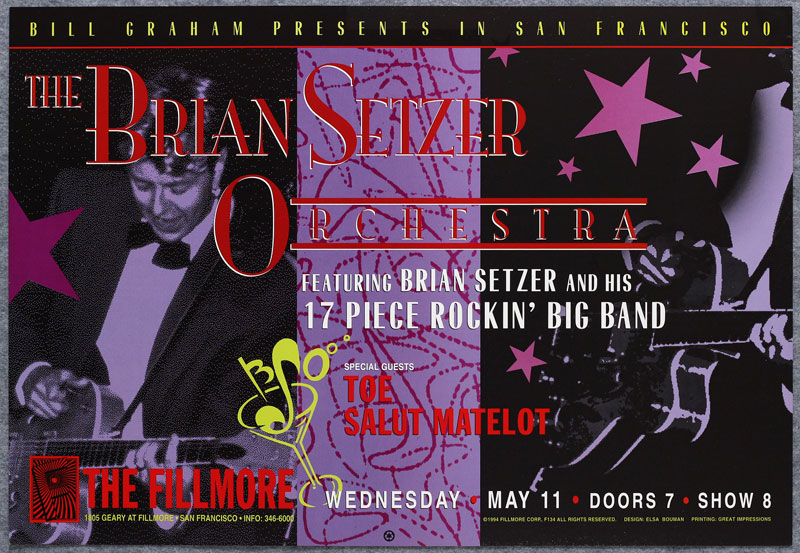 Brian Setzer Orchestra 1994 Fillmore F134 Poster