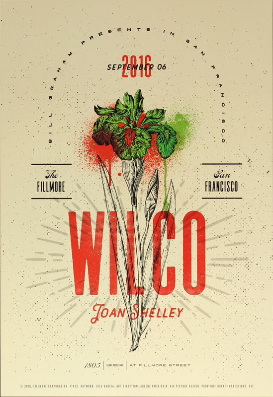 Wilco 2016 Fillmore F1422 Poster