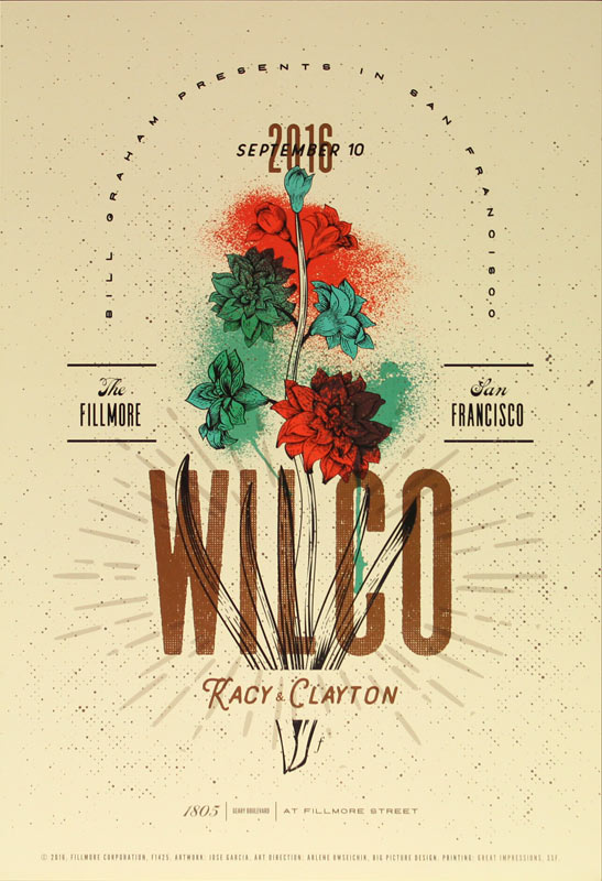 Wilco 2016 Fillmore F1425 Poster