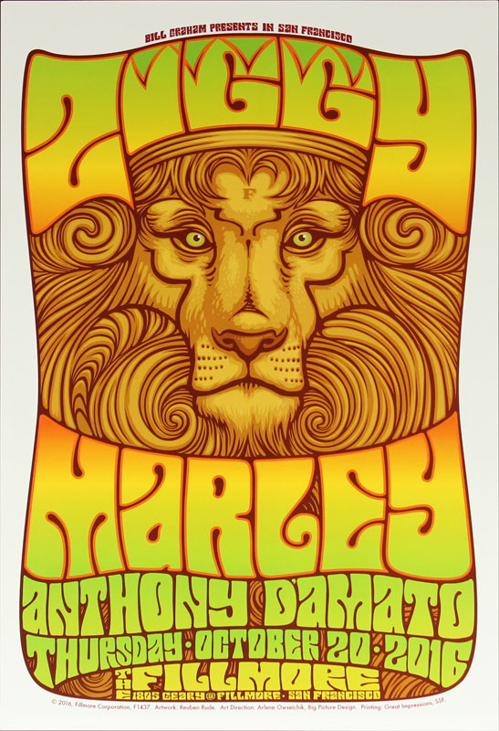 Ziggy Marley 2016 Fillmore F1437 Poster