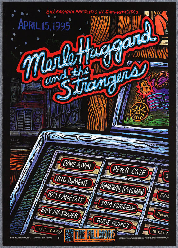 Merle Haggard And The Strangers W/ Dave Alvin Peter Case Marshall Crenshaw Iris Dement Rosie Flores Katy Moffatt Tom Russell & Billy Joe Shaver 1995 Fillmore F184 Poster