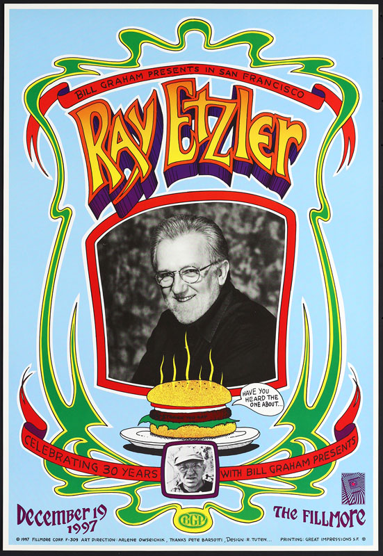 Commemorative Poster For Ray Etzler Celebrating His 30 Years With Bill Graham Presents  Fillmore F309 Poster