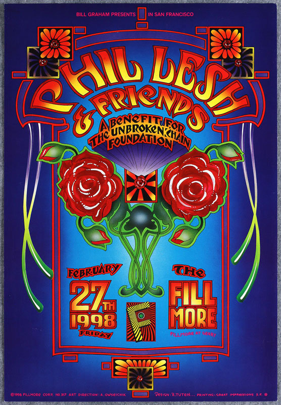 Phil Lesh And Friends Benefit For The Unbroken Chain Foundation 1998 Fillmore F317 Poster