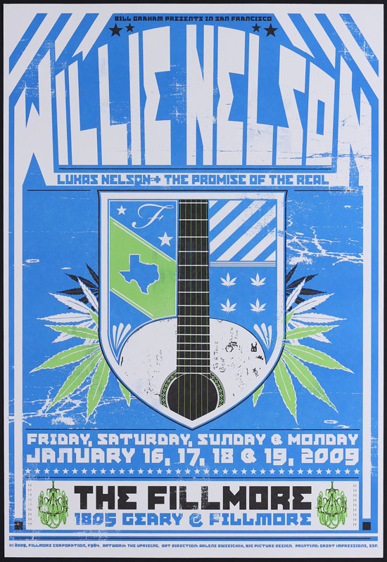 Willie Nelson 2009 Fillmore F984b Poster